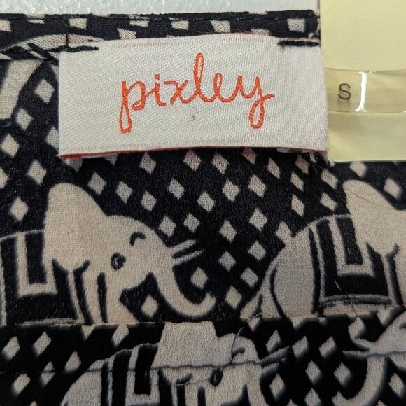 Pixley Size Small Black and Cream Elephant Print Blouse - Picture 8 of 13